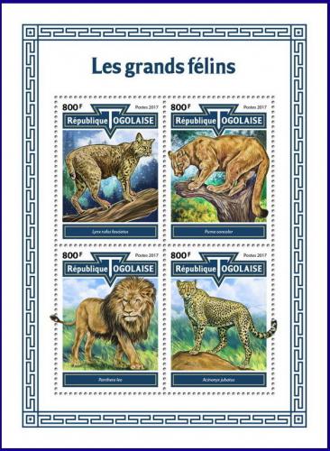 Poštové známky Togo 2017 Maèkovité šelmy Mi# Mi# 8755-58 Kat 13€