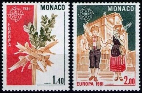 Poštové známky Monako 1981 Európa CEPT, folklór Mi# 1473-74