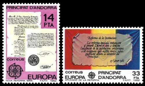 Poštové známky Andorra Šp. 1982 Európa CEPT, historické události Mi# 153-54