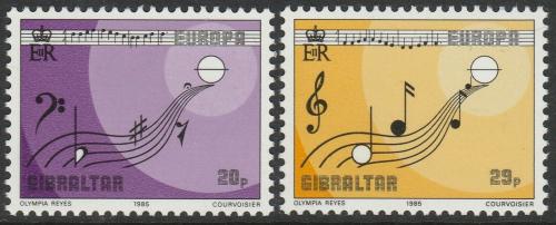 Poštové známky Gibraltár 1985 Európa CEPT, rok hudby Mi# 487-88