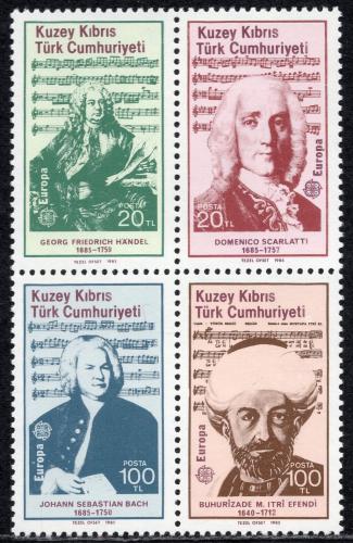 Poštové známky Cyprus Tur. 1985 Európa CEPT, rok hudby Mi# 166-69 Kat 5€