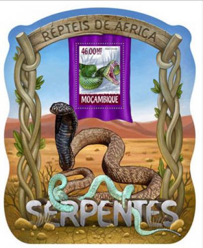 Poštová známka Mozambik 2015 Hady Mi# 7892 Block