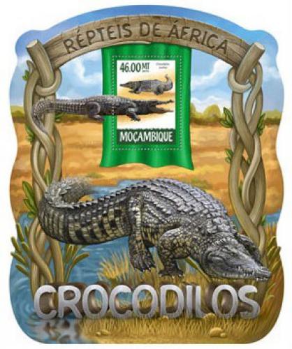 Poštová známka Mozambik 2015 Krokodíly Mi# 7879 Block