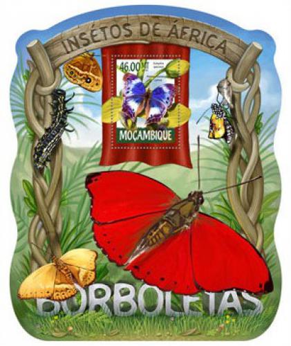 Poštová známka Mozambik 2015 Motýle Mi# 7854 Block