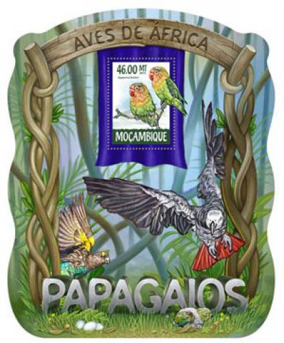 Poštová známka Mozambik 2015 Papagáje Mi# 7919 Block