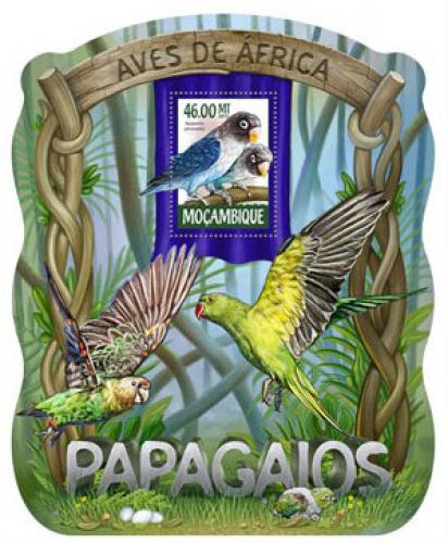 Poštová známka Mozambik 2015 Papagáje Mi# 7922 Block