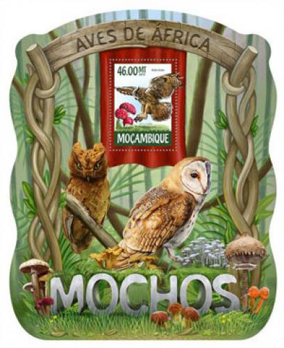 Poštová známka Mozambik 2015 Sovy Mi# 7914 Block