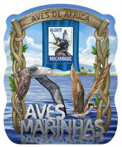 Poštová známka Mozambik 2015 Moøští ptáci Mi# 7924 Block