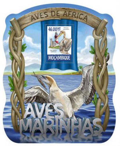 Poštová známka Mozambik 2015 Moøští ptáci Mi# 7926 Block