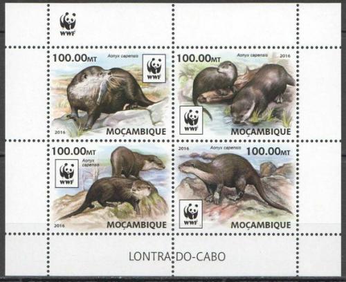 Poštové známky Mozambik 2016 Vydra africká, WWF Mi# 8884-87 Bogen Kat 16€