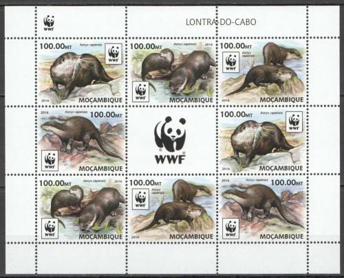 Poštové známky Mozambik 2016 Vydra africká, WWF Mi# 8884-87 Bogen Kat 32€