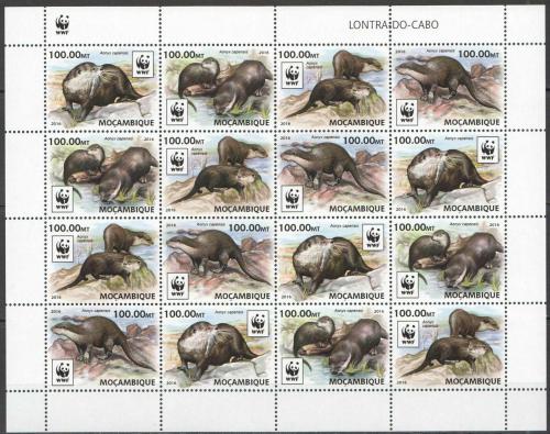 Poštové známky Mozambik 2016 Vydra africká, WWF Mi# 8884-87 Bogen Kat 64€