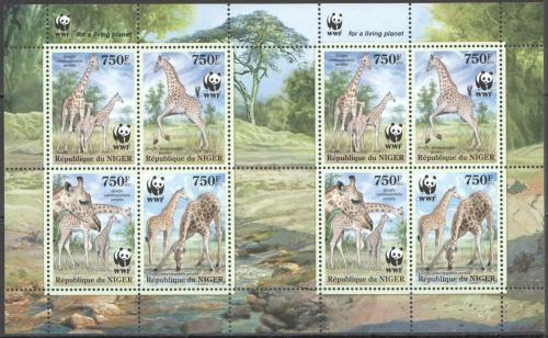 Poštové známky Niger 2013 Žirafa západoafrická, WWF Mi# 2142-45 Bogen Kat 24€