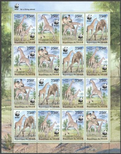 Poštové známky Niger 2013 Žirafa západoafrická, WWF Mi# 2142-45 Bogen Kat 48€