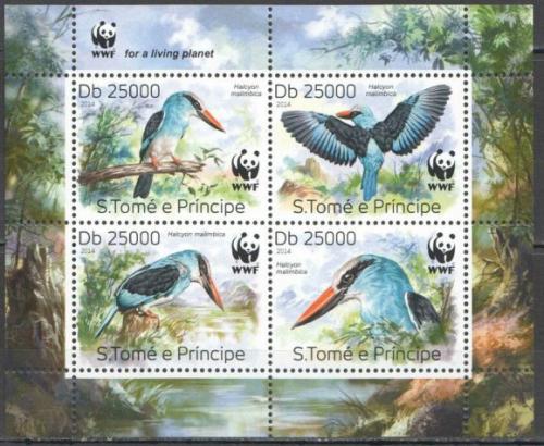 Poštové známky Svätý Tomáš 2014 Ledòáèek malimbijský, WWF Mi# 5659-62 Bogen Kat 10€