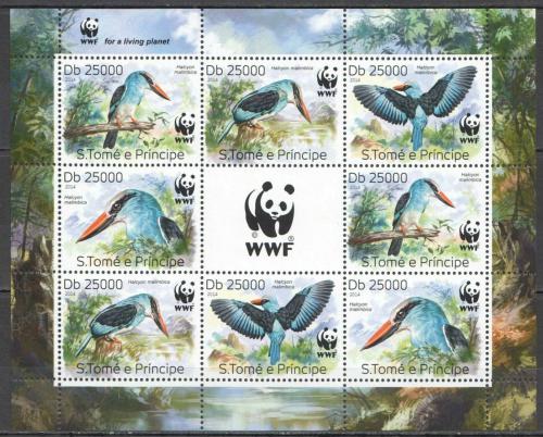 Poštové známky Svätý Tomáš 2014 Ledòáèek malimbijský, WWF Mi# 5659-62 Bogen Kat 20€
