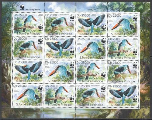 Poštové známky Svätý Tomáš 2014 Ledòáèek malimbijský, WWF Mi# 5659-62 Bogen Kat 40€ 