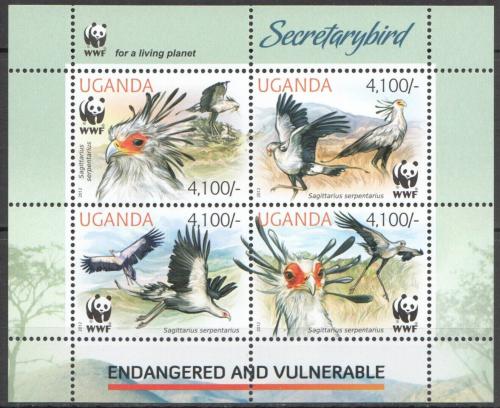 Poštové známky Uganda 2012 Hadylov písaø, WWF Mi# 3000-03 Bogen Kat 16€