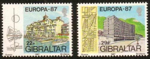 Poštové známky Gibraltár 1987 Európa CEPT, moderní architektura Mi# 519-20