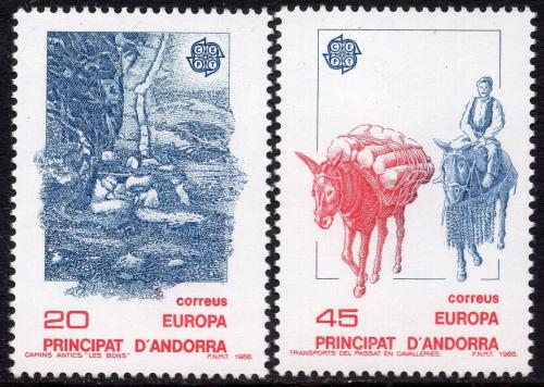 Poštové známky Andorra Šp. 1988 Európa CEPT, doprava a komunikace Mi# 200-01