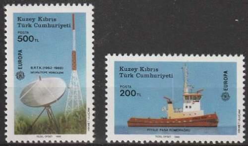 Poštové známky Cyprus Tur. 1988 Európa CEPT, doprava a komunikace Mi# 223-24