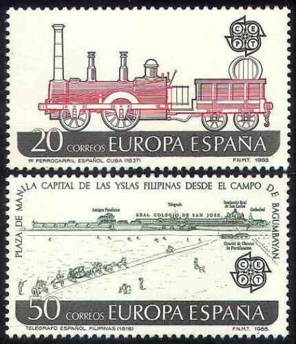 Poštové známky Španielsko 1988 Európa CEPT, doprava a komunikace Mi# 2828-29