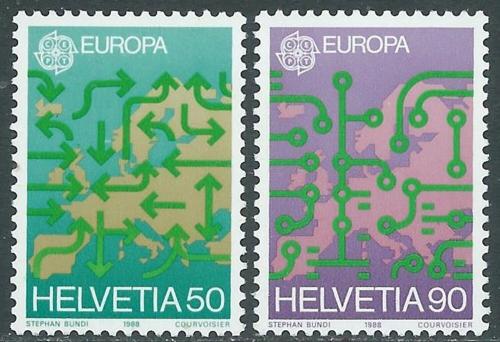 Poštové známky Švýcarsko 1988 Európa CEPT, doprava a komunikace Mi# 1370-71