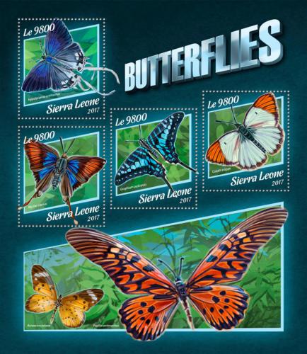 Poštové známky Sierra Leone 2017 Motýle Mi# 8855-58 Kat 11€