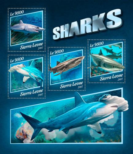 Poštové známky Sierra Leone 2017 Žraloky Mi# 8865-68 Kat 11€