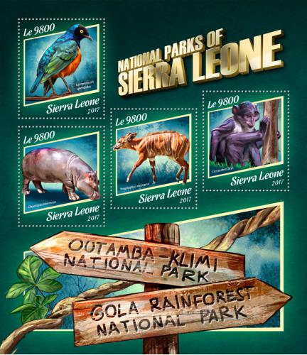 Poštové známky Sierra Leone 2017 Fauna národních parkù Mi# 8925-28 Kat 11€ - zväèši� obrázok