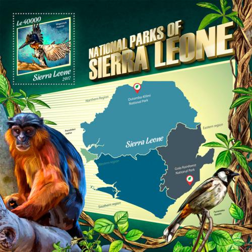 Poštová známka Sierra Leone 2017 Fauna národních parkù Mi# Block 1314 Kat 11€ - zväèši� obrázok