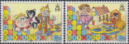 Poštové známky Gibraltár 1989 Európa CEPT, dìtské hry Mi# 563-64