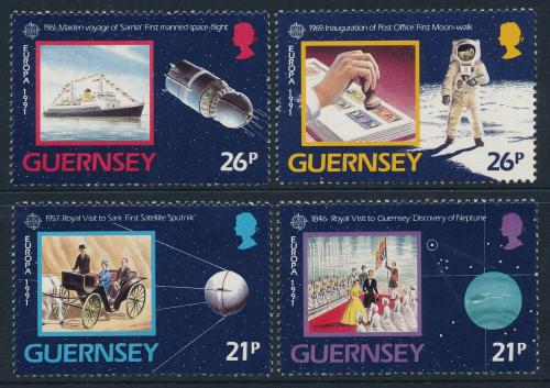 Poštové známky Guernsey 1991 Európa CEPT, prieskum vesmíru Mi# 518-21
