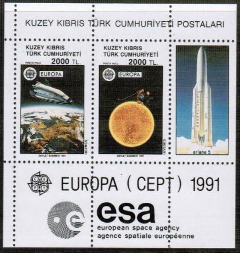 Poštové známky Cyprus Tur. 1991 Európa CEPT, prieskum vesmíru Mi# Block 9 Kat 12€