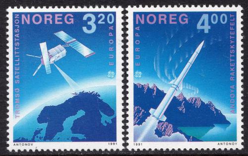 Poštové známky Nórsko 1991 Európa CEPT, prieskum vesmíru Mi# 1062-63