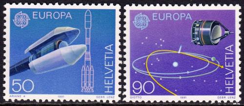 Poštové známky Švýcarsko 1991 Európa CEPT, prieskum vesmíru Mi# 1444-45