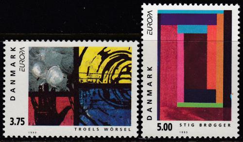 Poštové známky Dánsko 1993 Európa CEPT, moderní umenie Mi# 1052-53