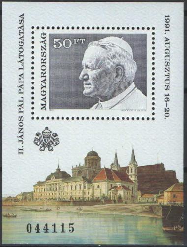 Poštová známka Maïarsko 1991 Papež Jan Pavel II. Mi# Block 215 Kat 6.50€