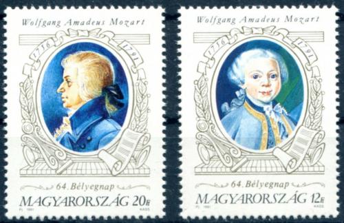 Poštové známky Maïarsko 1991 Wolfgang Amadeus Mozart Mi# 4158-59