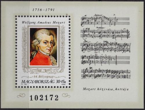 Poštová známka Maïarsko 1991 Wolfgang Amadeus Mozart Mi# Block 216 Kat 7.50€
