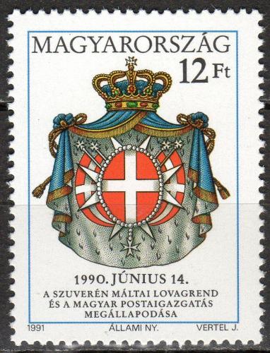 Poštová známka Maïarsko 1991 Erb Maltézských rytíøù Mi# 4164