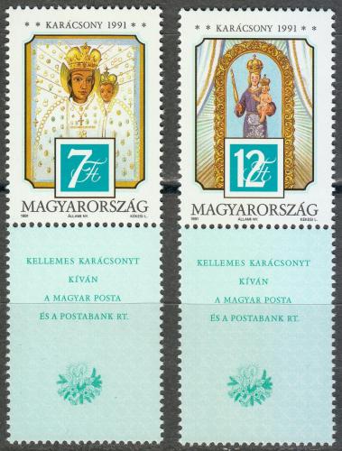 Poštové známky Maïarsko 1991 Vianoce, Panna Marie Mi# 4173-74