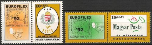 Poštové známky Maïarsko 1992 Výstava EUROFILEX ’92 Mi# 4210-11