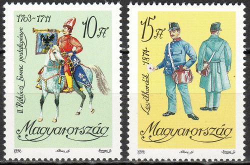 Poštové známky Maïarsko 1992 Poštovní uniformy Mi# 4225-26