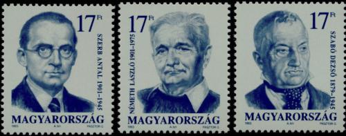 Poštové známky Maïarsko 1993 Spisovatelé Mi# 4257-59