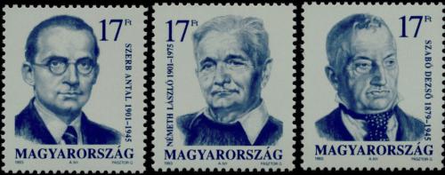 Potovn znmky Maarsko 1993 Spisovatel Mi# 4257-59