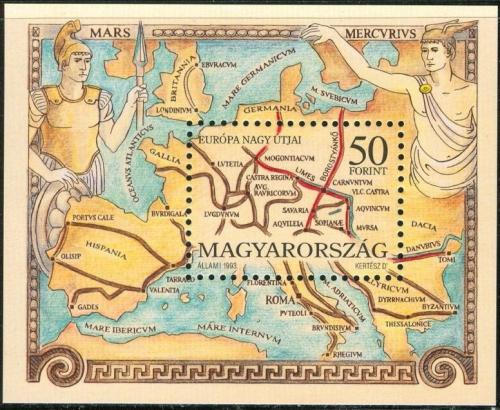 Poštová známka Maïarsko 1993 Stará mapa Evropy Mi# Block 228