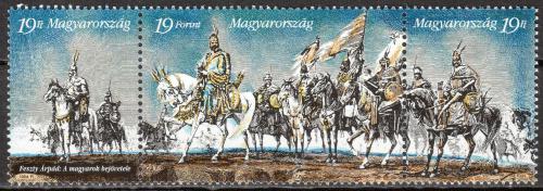 Poštové známky Maïarsko 1994 Arpád se svým vojskem po bitvì Mi# 4289-91