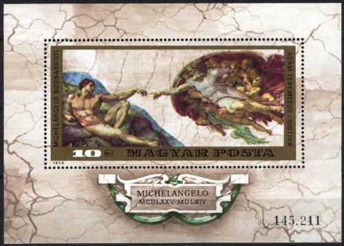 Potov znmka Maarsko 1975 Umenie, Michelangelo Buonarroti Mi# Block 110 Kat 6 - zvi obrzok