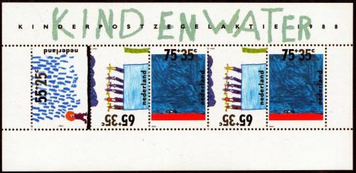 Potovn znmka Nizozem 1988 Dti a voda Mi# Block 32